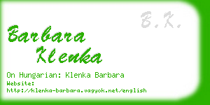 barbara klenka business card